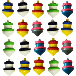 Topaç Plastik Basmalı 6 adet Kendinden Dönen Topaç Rengarenk Topaç Nostalji Topaç