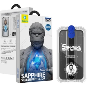 BLUEO iPhone 15 Pro Safir Sapphire Anti-Static Uygulama Aparatlı Cam Ekran Koruyucu