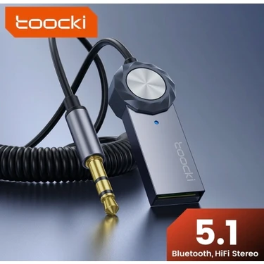 Toocki Aux Bluetooth Mikrofonlu Navigasyon Destekli Hi-Fi Ses 3.5mm 5.1 Verici/Hi-Fi Ses Yeni Nesil