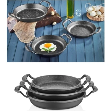 Elit Mutfak Eşyaları Elit Mutfak Gri Granit Kaplama Alüminyum Döküm Sahan Set 3'lü(18-20-22 Cm) — Hepsiburada ürün görseli