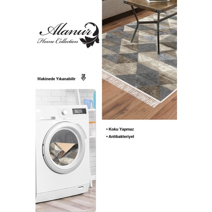 Dijital Salon Halısı Yıldız Deri Kaymaz Taban Saçaklı Iskandinav Kitty Bej modelleri