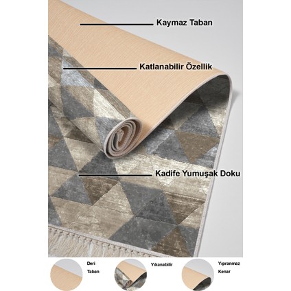 Dijital Salon Halısı Yıldız Deri Kaymaz Taban Saçaklı Iskandinav Kitty Bej indirimleri