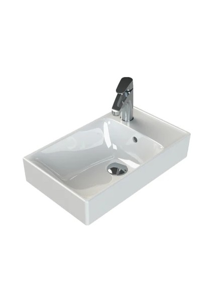 Turkuaz Seramik Sharp 50X30 cm Etajerli Lavabo