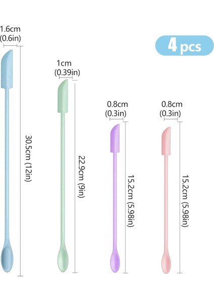 4 Adet Silikon Spatula Seti Mini Kavanoz Kazıyıcı Küçük Silikon Spatula Makyaj Spatula Mini Spatula Losyon Karıştırıcı Gıda Şişelerinden Alın Güzellik Ürünleri (Grace Colors) (Yurt Dışından)