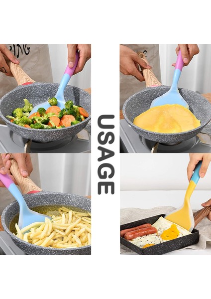Silikon Orta Spatula Yapışmaz Pişirme Güvenli Esnek Silikon Döndürücü, Yumurta, Krep, Omlet Veya Biftek Pişirmek Için Mükemmel (Renk Rastgele) (Yurt Dışından)
