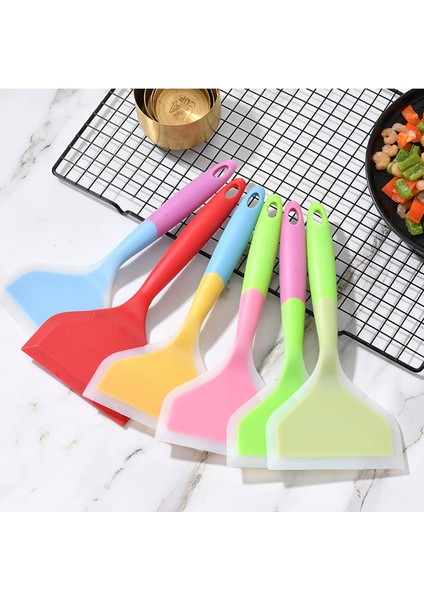 Silikon Orta Spatula Yapışmaz Pişirme Güvenli Esnek Silikon Döndürücü, Yumurta, Krep, Omlet Veya Biftek Pişirmek Için Mükemmel (Renk Rastgele) (Yurt Dışından)