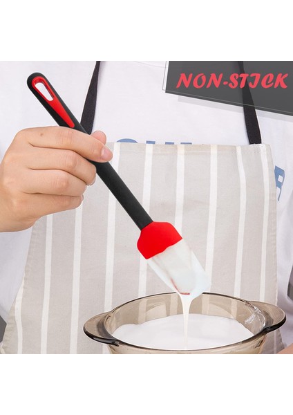 Silikon Spatula, Spatulalar Silikon Isıya Dayanıklı, Büyük Yapışmaz Tencere Silikon Kauçuk Spatula Mutfak Pişirme, Pişirme ve Karıştırma Seti 4, Kırmızı Siyah (Yurt Dışından)