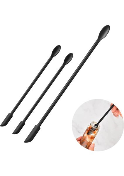 Silikon Spatula Seti, Küçük Makyaj Spatula Losyon Karıştırıcı, Mutfak Pişirme Gıda Şişeleri Güzellik Ürünleri Için Mini Kavanoz Kazıyıcı, 6'lı Set (Siyah-3 Adet) (Yurt Dışından)