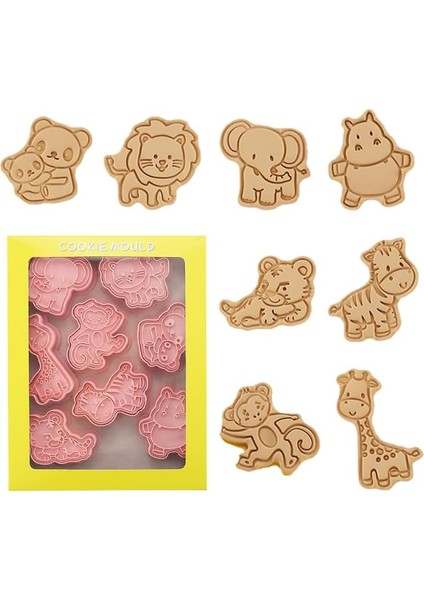 Karikatür Hayvan Çerez Kesiciler, 3D Damgalı Kabartmalı Çerez Kesici, Bisküvi Fondan Peynir Pişirme Kalıpları Için 8 Parça Hayvan Bisküvi Pişirme Kalıp (Hayvan A) (Yurt Dışından)