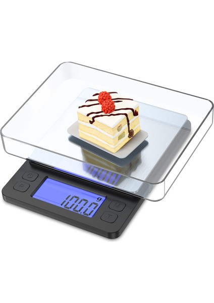Dijital Gıda Terazisi, Yiyecek Onsu ve Gramı Için Mutfak Terazisi Pişirme, Pişirme, Takı, Dara Fonksiyonu Için Yüksek Doğruluk Mini Gram Ölçeği, 2 Tepsi, LCD Ekran (Yurt Dışından)