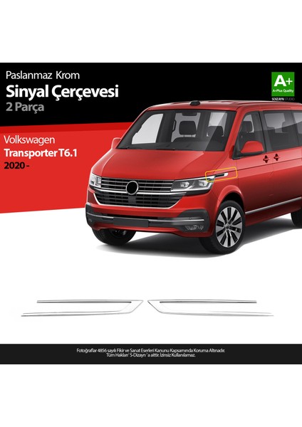 Volkswagen Transporter T6.1 Krom Sinyal Çerçevesi 2 Prç. 2020 Üzeri A+ Kalite