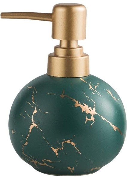 Banyo Veya Mutfak Için Altın Sabunluk, Sevimli Mermer Yuvarlak Seramik Losyon Şişesi, Paslanmaz Pompa (Koyu Yeşil) (Yurt Dışından)
