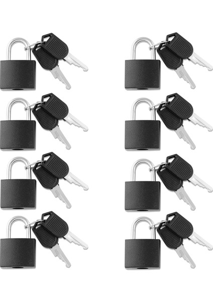 Küçük Mini Dayanıklı Abs Kaplı Prinç Gövde Ayrı Anahtarlı Asma Kilit - 8'li Kilit Seti (Yurt Dışından)