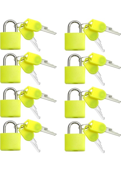 8 Adet Metal Asma Kilit Prinç Bagaj, Sırt Çantası, Günlük, Mücevher Kutusu, El Sanatları, Anahtarlı ve Dayanıklı Kapaklı Okul Öğretim Kilidi (Küçük, Sarı) (Yurt Dışından)