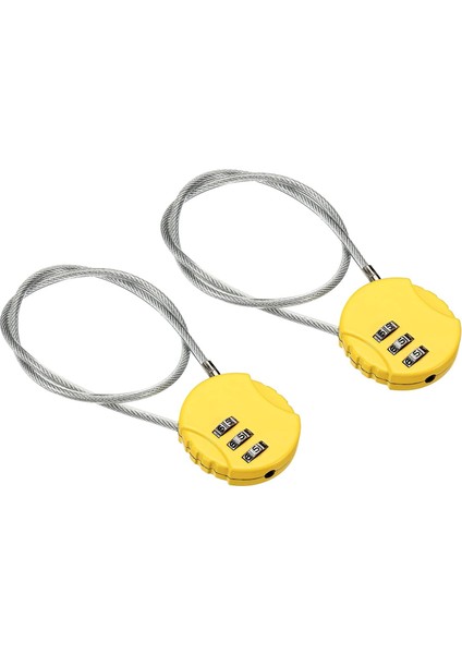 Şifreli Kilit 15 Inç, 2 Adet 3 Haneli Açık Hava Su Geçirmez Kod Asma Kilit Bagaj Spor Salonu Soyunma Çit Araç Kutusu Sırt Çantası Için Tel Halatlı, Sarı (Yurt Dışından)
