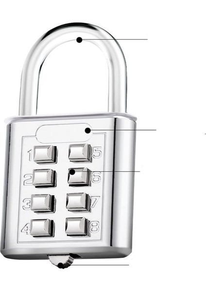 8 Haneli Şifre Kodu Kombinasyonlu Asma Kilit Çinko Alaşımlı Bavul Bagaj Seyahat Koduna Uyumlu Akıllı Kilit Kod Anahtarlı Hırsızlığa Karşı Kilit (Renk : Gümüş) (Yurt Dışından)