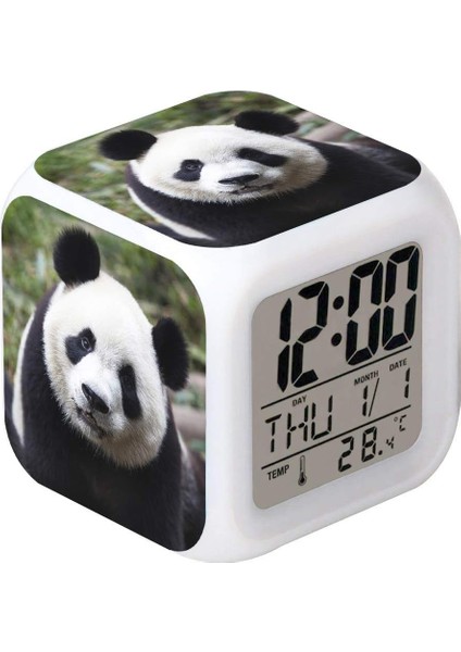 LED Çalar Saat Panda Desen Yaratıcı Masa Masa Saati Parlayan Elektronik Renkli Dijital Saat Unisex Yetişkinler Için Kız Erkek Çocuk Çocuk Oyuncak Doğum Günü Hediyesi Hediye (Yurt Dışından)