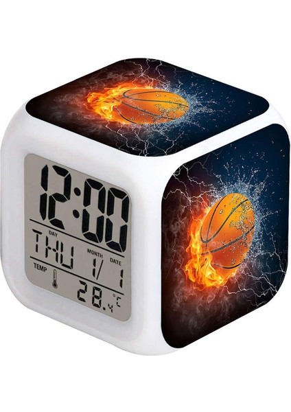 LED Çalar Saat Basketbol Yangın Tasarım Yaratıcı Masa Masa Saati Parlayan Elektronik Renkli Dijital Çalar Saat Unisex Yetişkinler Için Çocuk Oyuncak Doğum Günü Hediyesi (Yurt Dışından) fiyatları