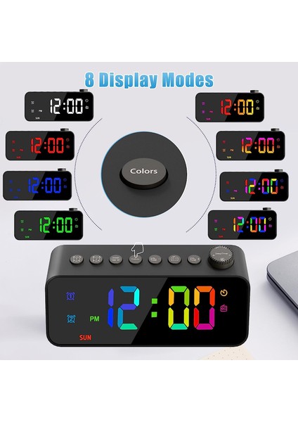 Geniş Yüzeyli Rgb Dijital Çalar Saatli Radyo, Ayarlanabilir Parlaklık ve Ses Seviyesi, Hafta Içi/hafta Sonu Modlu Çift Alarm, Erteleme, Fm Radyo Kapanma Zamanlayıcısı, USB Şarj Bağ (Yurt Dışından) fırsatları