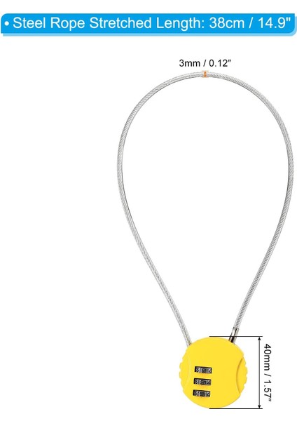 Şifreli Kilit 15 Inç, 2 Adet 3 Haneli Açık Hava Su Geçirmez Kod Asma Kilit Bagaj Spor Salonu Soyunma Çit Araç Kutusu Sırt Çantası Için Tel Halatlı, Sarı (Yurt Dışından) fırsatları