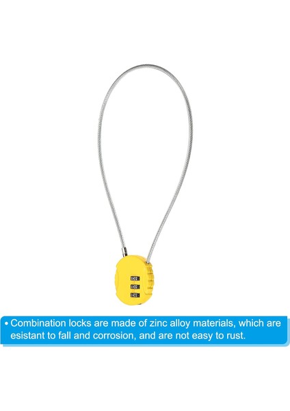 Şifreli Kilit 15 Inç, 2 Adet 3 Haneli Açık Hava Su Geçirmez Kod Asma Kilit Bagaj Spor Salonu Soyunma Çit Araç Kutusu Sırt Çantası Için Tel Halatlı, Sarı (Yurt Dışından) indirimleri
