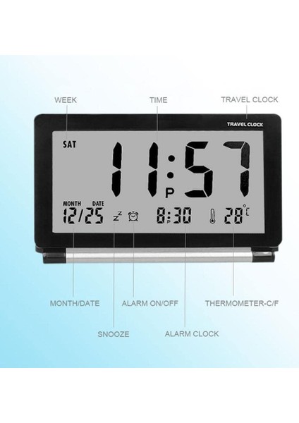 Taşınabilir Seyahat Çalar Saat Moda Katlama Işlevli Sıcaklık LCD LED Elektronik N0D5 Da Dijital Sessiz Ekran Büyük Saatler (Yurt Dışından)