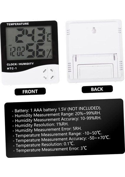 Saat Nem Ölçer Kapalı Dijital Saat Başucu Çalar Saat Nem Sıcaklık Ölçer Oda Elektronik Saat Higrometre Iç Mekan Saat Hediye (Yurt Dışından)