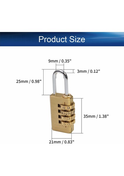Alet Kutusu, Bagaj, Sırt Çantası, Spor Salonu, Dış Mekan Için 4 Haneli Pirinç Kombinasyonlu Asma Kilit Kilit 0,35 "x 0,98" 1 Adet (Yurt Dışından) fiyatları