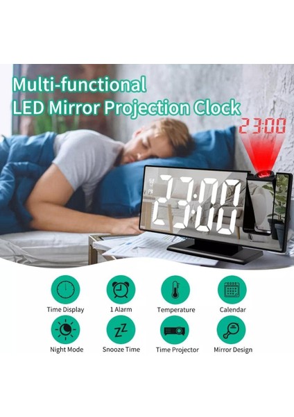 LED Ayna Dijital Projeksiyon Elektronik Çalar Saat Parlaklık Saat Yukarı Uyandırma Masaüstü Alarm Başucu Elektronik Saatler (Yurt Dışından) fırsatları