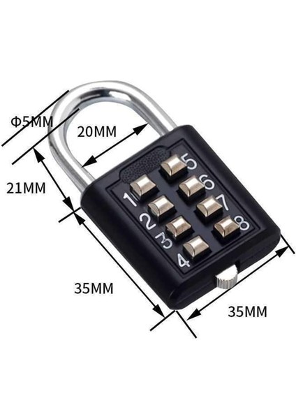 8 Haneli Şifre Kodu Kombinasyonlu Asma Kilit Çinko Alaşımlı Bavul Bagaj Seyahat Koduna Uyumlu Akıllı Kilit Kod Anahtarlı Hırsızlığa Karşı Kilit (Renk : Gümüş) (Yurt Dışından) fırsatları