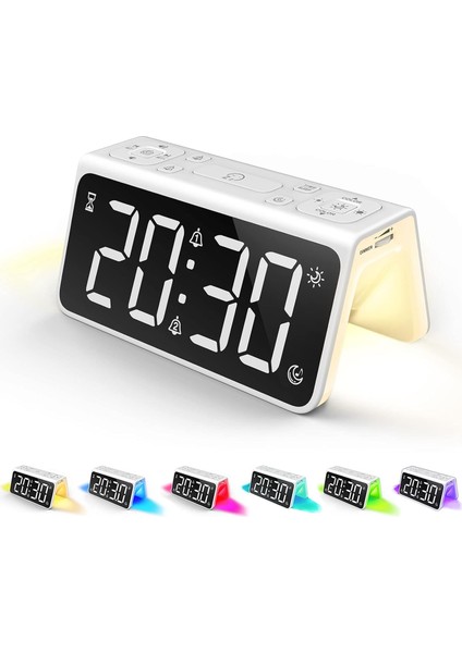 USB Şarjlı Dijital Çalar Saat, LED Geniş Ekranlı Yatak Odaları Için Radyo Çalar Saatler, Çocuklar Için Doğal Işıklı Çalar Saat, Gençler ve Yaşlılar Için Doğal Sesli (Yurt Dışından)