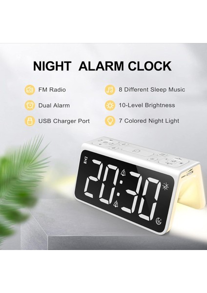 USB Şarjlı Dijital Çalar Saat, LED Geniş Ekranlı Yatak Odaları Için Radyo Çalar Saatler, Çocuklar Için Doğal Işıklı Çalar Saat, Gençler ve Yaşlılar Için Doğal Sesli (Yurt Dışından) fiyatları