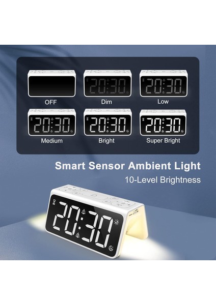 USB Şarjlı Dijital Çalar Saat, LED Geniş Ekranlı Yatak Odaları Için Radyo Çalar Saatler, Çocuklar Için Doğal Işıklı Çalar Saat, Gençler ve Yaşlılar Için Doğal Sesli (Yurt Dışından) fırsatları