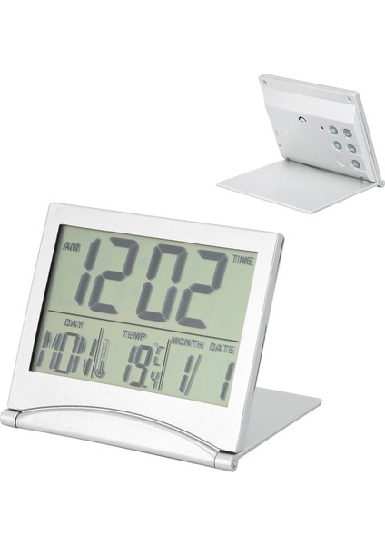 Kompakt Elektronik Masa Çalar Saati - Katlanabilir Takvim, Sıcaklık, Zamanlayıcı - Ideal Seyahat Arkadaşı - Ev Dekorasyonu Temel (Yurt Dışından)