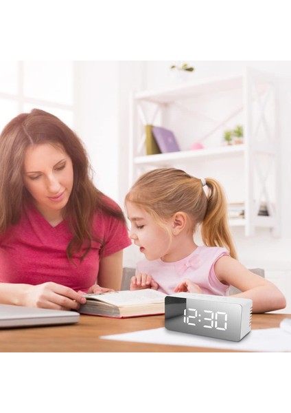 Kompakt Dijital Çalar Saat, Dijital Ayna Çalar Saat, Ayna Yüzeyi Ayarlanabilir Alarm Sesi ile LED Elektronik Saatler, Yatak Odaları Için Erteleme, Başucu, Masa, Raf, Dikdörtgen, Be (Yurt Dışından)