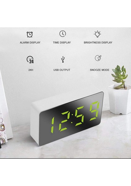 Saat Çalar Saat LED Ayna Çalar Saat Dijital Çalar Saat Yatak Odası Oturma Odası Ofis Için Çok Fonksiyonlu Mini Elektronik Çalar Saat (Mavi) (Yurt Dışından)