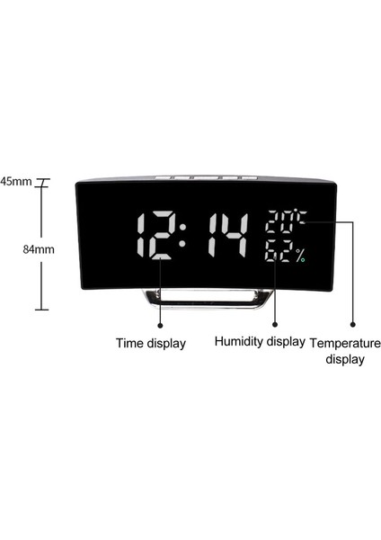 Masa Elektronik Çalar Saat, 12H 24H LED Ayna Dijital Saat Otomatik Karartma Büyük Yazı Tipi Kavisli Ekran Yatak Odası Için 3 Seviye Parlaklık (Beyaz Işık) (Yurt Dışından) fırsatları