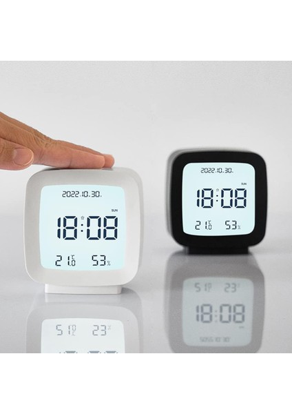 Dijital Çalar Saat Saat Tarih Ekranı Elektronik Sıcaklık Nem Monitörü Yatak Odası Ev Ofis Dekor Için Siyah (Yurt Dışından) modelleri