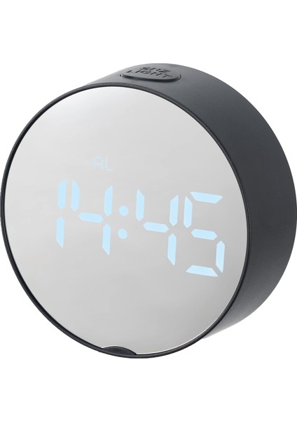 Yuvarlak Çalar Saat - Dijital Saat Zamanlayıcı Yatak Odası, Ev, Mutfakta Yemek Pişirme, Ofis, Spor Salonu ve Çalışma, 3,7” LED Ayna Ekran, Çift Alarm, Erteleme, 12/24 Saat (Siyah) (Yurt Dışından)