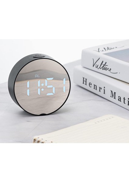 Yuvarlak Çalar Saat - Dijital Saat Zamanlayıcı Yatak Odası, Ev, Mutfakta Yemek Pişirme, Ofis, Spor Salonu ve Çalışma, 3,7” LED Ayna Ekran, Çift Alarm, Erteleme, 12/24 Saat (Siyah) (Yurt Dışından) modelleri