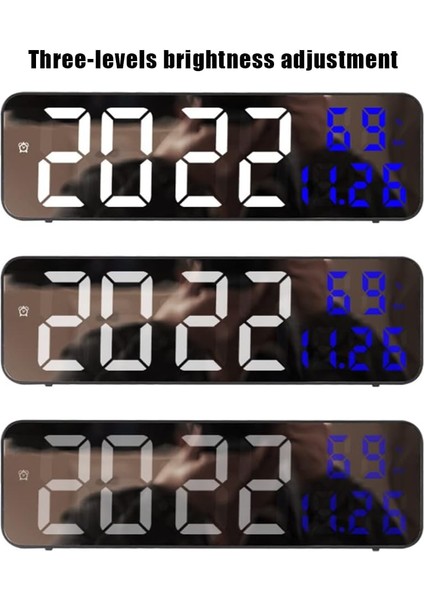LED Duvar Saati, 3 Seviye Dimmer Parlaklık Duvar Dijital Saat Duvara Monte Zaman Sıcaklık Nem LED Saat Yatak Odası, Ofis Için Elektronik Çalar Saat (Yurt Dışından) fırsatları