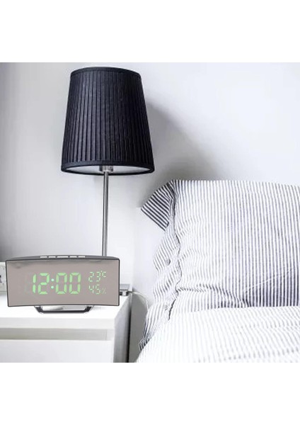 Masa Elektronik Çalar Saat, 12H 24H LED Ayna Dijital Saat Otomatik Karartma Büyük Yazı Tipi Kavisli Ekran Yatak Odası Için 3 Seviye Parlaklık (Yeşil Işık) (Yurt Dışından) fırsatları