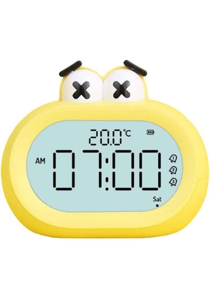 Çocuklar ve Öğrenciler Için Karikatür Mini Çalar Saat, Çok Fonksiyonlu Akıllı Erteleme LED Saat, Büyük Ağız Tasarımlı Elektronik Küçük Saat (Sarı) (Yurt Dışından)