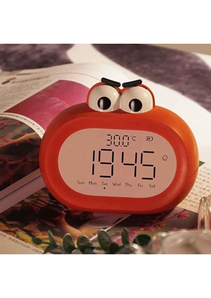 Çocuklar ve Öğrenciler Için Karikatür Mini Çalar Saat, Çok Fonksiyonlu Akıllı Erteleme LED Saat, Büyük Ağız Tasarımlı Elektronik Küçük Saat (Sarı) (Yurt Dışından)