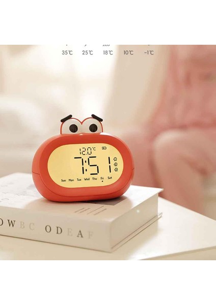 Çocuklar ve Öğrenciler Için Karikatür Mini Çalar Saat, Çok Fonksiyonlu Akıllı Erteleme LED Saat, Büyük Ağız Tasarımlı Elektronik Küçük Saat (Sarı) (Yurt Dışından)