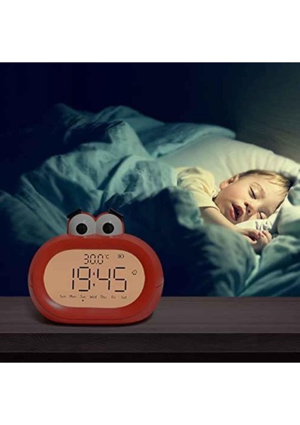 Çocuklar ve Öğrenciler Için Karikatür Mini Çalar Saat, Çok Fonksiyonlu Akıllı Erteleme LED Saat, Büyük Ağız Tasarımlı Elektronik Küçük Saat (Sarı) (Yurt Dışından)