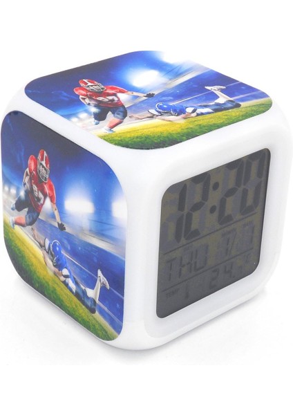 LED Çalar Saat Amerikan Futbolu Touchdown Spor Desen Kişilik Yaratıcı Gürültüsüz Çok Fonksiyonlu Elektronik Masa Masa Dijital Çalar Saat Unisex Yetişkinler Çocuklar Için Oyuncak He (Yurt Dışından)