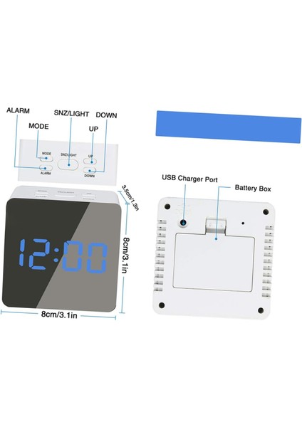 Dijital Saatler Elektrikli Çalar Saat Çocuklar Için Alarm Saatleri USB Şarjı LED Ekran Çalar Saat Elektronik Yatak Odası Saatleri Elektronik Saat Masa Saati Masa Saati Mavi USB (Yurt Dışından) modelleri