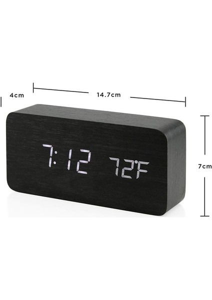 Ahşap Dijital Çalar Saat, USB Güç Kaynağı, Ses Kontrolü, Zamanlayıcı, Termometre ile Ahşap Moda Çok Fonksiyonlu LED Çalar Saat - Siyah (Yurt Dışından) modelleri