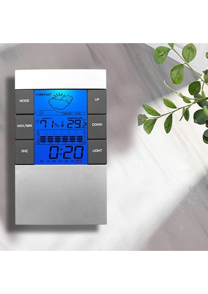 LCD Hava Durumu Göstergeli Dijital Çalar Saat Sıcaklık Nem Ekranı Erteleme Alarmı Derin Uyuyanlar Için Elektronik Zaman Yönetimi Hatırlatma Çocuklar Yaşlılar Ev Ofis (Yurt Dışından)